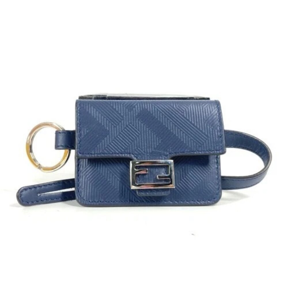 FENDI Bucket type Bag type Key Ring Key Holder Bag Charm charm Leather Navy